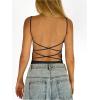 imageSweatyRocks Womens Backless Camisole Tops Criss Cross Fitted Spaghetti Strap Tank TopBlack