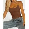 imageSweatyRocks Womens Backless Camisole Tops Criss Cross Fitted Spaghetti Strap Tank TopBrown
