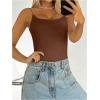 imageSweatyRocks Womens Backless Camisole Tops Criss Cross Fitted Spaghetti Strap Tank TopBrown