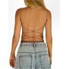 imageSweatyRocks Womens Backless Camisole Tops Criss Cross Fitted Spaghetti Strap Tank TopBrown