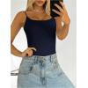 imageSweatyRocks Womens Backless Camisole Tops Criss Cross Fitted Spaghetti Strap Tank TopDark Blue