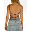 imageSweatyRocks Womens Backless Camisole Tops Criss Cross Fitted Spaghetti Strap Tank TopDark Blue