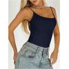 imageSweatyRocks Womens Backless Camisole Tops Criss Cross Fitted Spaghetti Strap Tank TopDark Blue