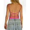 imageSweatyRocks Womens Backless Camisole Tops Criss Cross Fitted Spaghetti Strap Tank TopHot Pink