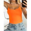imageSweatyRocks Womens Backless Camisole Tops Criss Cross Fitted Spaghetti Strap Tank TopOrange