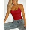imageSweatyRocks Womens Backless Camisole Tops Criss Cross Fitted Spaghetti Strap Tank TopRed