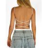 imageSweatyRocks Womens Backless Camisole Tops Criss Cross Fitted Spaghetti Strap Tank TopWhite
