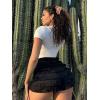 imageSweatyRocks Womens Boho Fringe Trim Elastic Waist Shorts Solid Straight Leg Tassel Party ShortsBlack