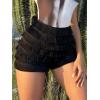 imageSweatyRocks Womens Boho Fringe Trim Elastic Waist Shorts Solid Straight Leg Tassel Party ShortsBlack