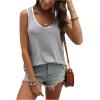 imageSweatyRocks Womens Colorblock Scoop Neck Sleeveless Tank Top Contrast Binding Casual Vest TopsGrey