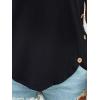 imageSweatyRocks Womens Contrast Lace Short Sleeve Round Neck T Shirt Asymmetrical Hem Button Side Tee TopsBlack