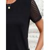imageSweatyRocks Womens Contrast Lace Short Sleeve Round Neck T Shirt Asymmetrical Hem Button Side Tee TopsBlack