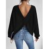 imageSweatyRocks Womens Criss Cross Round Neck Pullover Sweaters Long Sleeve Loose Cut Out Back Knit Tee Tops Backless ShirtsBlack