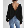 imageSweatyRocks Womens Criss Cross Round Neck Pullover Sweaters Long Sleeve Loose Cut Out Back Knit Tee Tops Backless ShirtsBlack