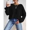 imageSweatyRocks Womens Criss Cross Round Neck Pullover Sweaters Long Sleeve Loose Cut Out Back Knit Tee Tops Backless ShirtsBlack