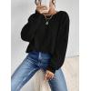 imageSweatyRocks Womens Criss Cross Round Neck Pullover Sweaters Long Sleeve Loose Cut Out Back Knit Tee Tops Backless ShirtsBlack