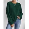 imageSweatyRocks Womens Criss Cross Round Neck Pullover Sweaters Long Sleeve Loose Cut Out Back Knit Tee Tops Backless ShirtsDeep Green