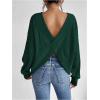 imageSweatyRocks Womens Criss Cross Round Neck Pullover Sweaters Long Sleeve Loose Cut Out Back Knit Tee Tops Backless ShirtsDeep Green