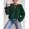 imageSweatyRocks Womens Criss Cross Round Neck Pullover Sweaters Long Sleeve Loose Cut Out Back Knit Tee Tops Backless ShirtsDeep Green