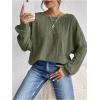 imageSweatyRocks Womens Criss Cross Round Neck Pullover Sweaters Long Sleeve Loose Cut Out Back Knit Tee Tops Backless ShirtsGreen