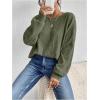 imageSweatyRocks Womens Criss Cross Round Neck Pullover Sweaters Long Sleeve Loose Cut Out Back Knit Tee Tops Backless ShirtsGreen