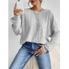 imageSweatyRocks Womens Criss Cross Round Neck Pullover Sweaters Long Sleeve Loose Cut Out Back Knit Tee Tops Backless ShirtsGrey