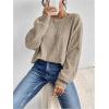 imageSweatyRocks Womens Criss Cross Round Neck Pullover Sweaters Long Sleeve Loose Cut Out Back Knit Tee Tops Backless ShirtsKhaki