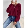 imageSweatyRocks Womens Criss Cross Round Neck Pullover Sweaters Long Sleeve Loose Cut Out Back Knit Tee Tops Backless ShirtsRed Violet