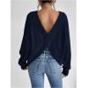 imageSweatyRocks Womens Criss Cross Round Neck Pullover Sweaters Long Sleeve Loose Cut Out Back Knit Tee Tops Backless ShirtsRoyal Blue
