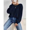 imageSweatyRocks Womens Criss Cross Round Neck Pullover Sweaters Long Sleeve Loose Cut Out Back Knit Tee Tops Backless ShirtsRoyal Blue