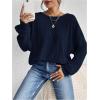 imageSweatyRocks Womens Criss Cross Round Neck Pullover Sweaters Long Sleeve Loose Cut Out Back Knit Tee Tops Backless ShirtsRoyal Blue