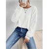 imageSweatyRocks Womens Criss Cross Round Neck Pullover Sweaters Long Sleeve Loose Cut Out Back Knit Tee Tops Backless ShirtsWhite