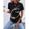 imageSweatyRocks Womens Figure Graphic Short Sleeve Round Neck Tee Casual Regular Fit Pullover T ShirtBlack