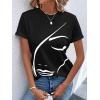 imageSweatyRocks Womens Figure Graphic Short Sleeve Round Neck Tee Casual Regular Fit Pullover T ShirtBlack