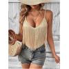 imageSweatyRocks Womens Fringe Sleeveless Boho Tassel Tank Top Slim Fit Cami Summer TopsApricot