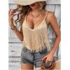 imageSweatyRocks Womens Fringe Sleeveless Boho Tassel Tank Top Slim Fit Cami Summer TopsApricot