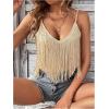 imageSweatyRocks Womens Fringe Sleeveless Boho Tassel Tank Top Slim Fit Cami Summer TopsApricot