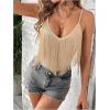 imageSweatyRocks Womens Fringe Sleeveless Boho Tassel Tank Top Slim Fit Cami Summer TopsApricot