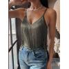 imageSweatyRocks Womens Fringe Sleeveless Boho Tassel Tank Top Slim Fit Cami Summer TopsArmy Green