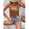 imageSweatyRocks Womens Fringe Sleeveless Boho Tassel Tank Top Slim Fit Cami Summer TopsBrown
