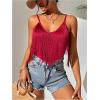 imageSweatyRocks Womens Fringe Sleeveless Boho Tassel Tank Top Slim Fit Cami Summer TopsBurgundy