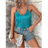 imageSweatyRocks Womens Fringe Sleeveless Boho Tassel Tank Top Slim Fit Cami Summer TopsGreen Fringe