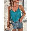 imageSweatyRocks Womens Fringe Sleeveless Boho Tassel Tank Top Slim Fit Cami Summer TopsGreen Fringe