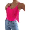 imageSweatyRocks Womens Fringe Sleeveless Boho Tassel Tank Top Slim Fit Cami Summer TopsHot Pink