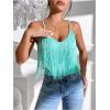 imageSweatyRocks Womens Fringe Sleeveless Boho Tassel Tank Top Slim Fit Cami Summer TopsMint Green