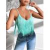 imageSweatyRocks Womens Fringe Sleeveless Boho Tassel Tank Top Slim Fit Cami Summer TopsMint Green