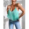 imageSweatyRocks Womens Fringe Sleeveless Boho Tassel Tank Top Slim Fit Cami Summer TopsMint Green