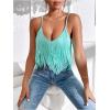 imageSweatyRocks Womens Fringe Sleeveless Boho Tassel Tank Top Slim Fit Cami Summer TopsMint Green
