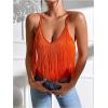 imageSweatyRocks Womens Fringe Sleeveless Boho Tassel Tank Top Slim Fit Cami Summer TopsOrange