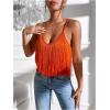 imageSweatyRocks Womens Fringe Sleeveless Boho Tassel Tank Top Slim Fit Cami Summer TopsOrange